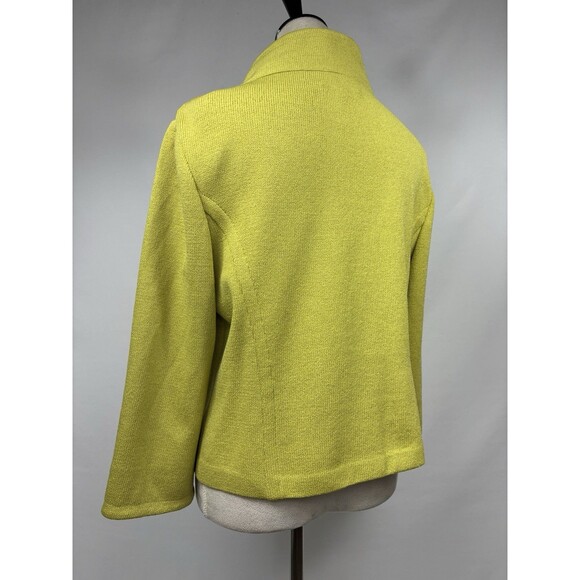 St John Collection Knit Jacket Blazer Lime Green Size 12 Chartreuse Button - Picture 2 of 14